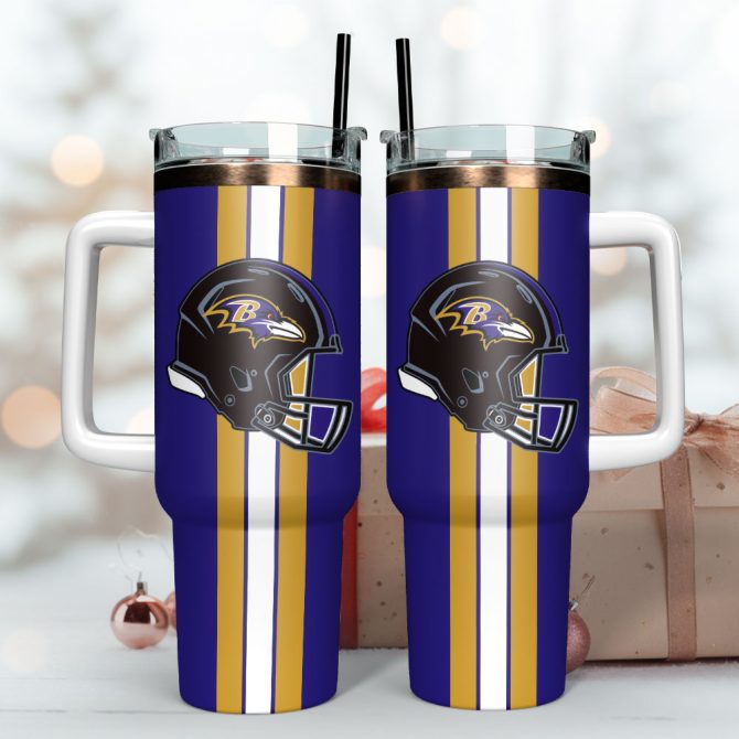 Baltimore Ravens Football Nfl Custom Stanley Quencher 40Oz Stainless Steel Tumbler With Handle - Image 3