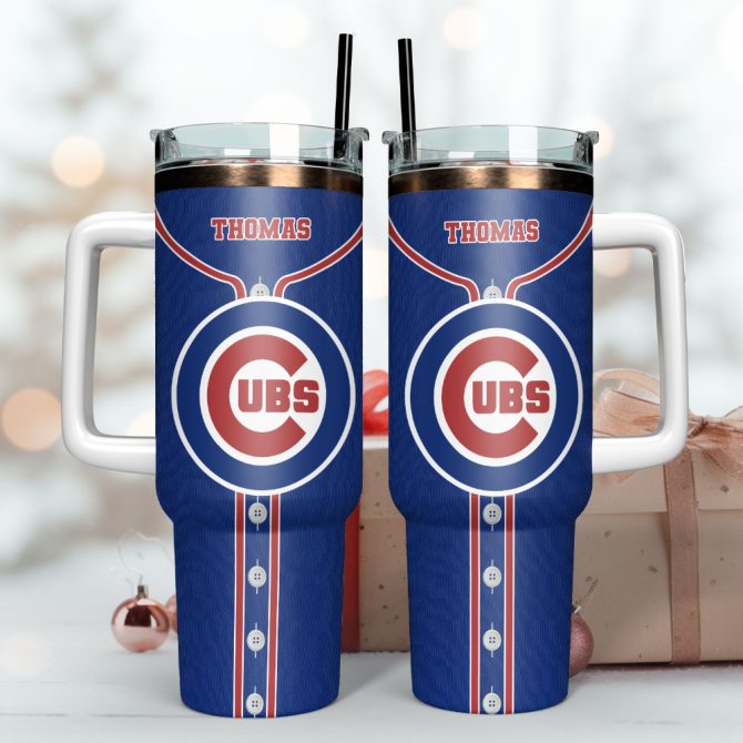 Chicago Cubs Baseball Mlb Custom Stanley Quencher 40Oz Stainless Steel Tumbler With Handle - Image 3