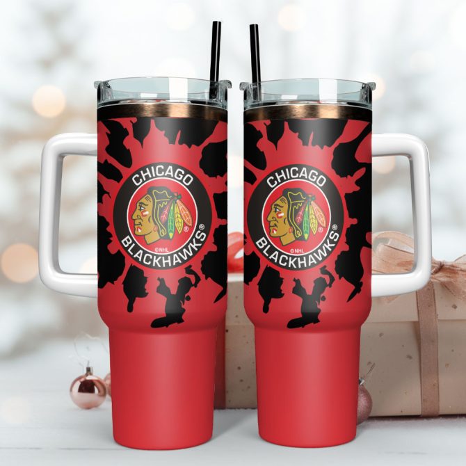 Chicago Blackhawks Hockey Nhl Sport Custom Stanley Quencher 40Oz Stainless Steel Tumbler With Handle - Image 3