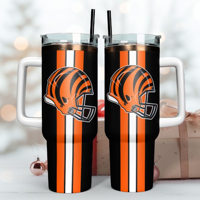 Cincinnati Bengals Football Nfl Sport Custom Stanley Quencher 40Oz Stainless Steel Tumbler With Handle - Image 3