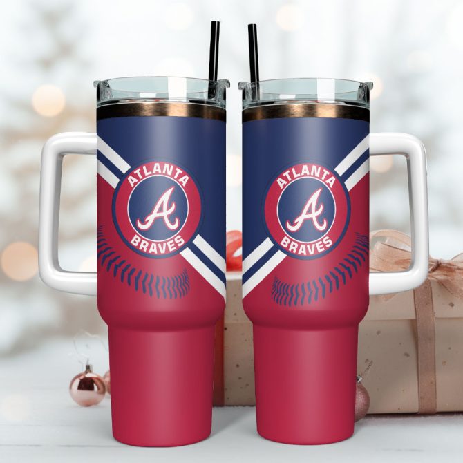 Atlanta Braves Baseball Mlb Sport Custom Stanley Quencher 40Oz Stainless Steel Tumbler With Handle - Image 3