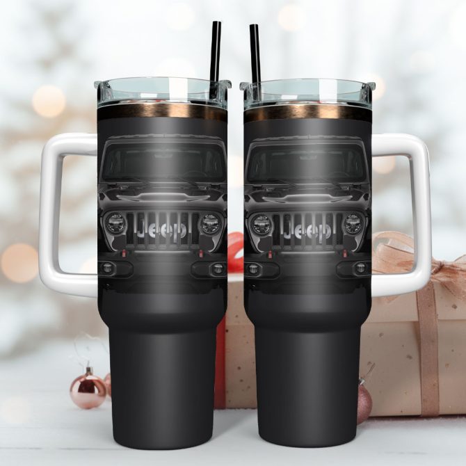 Black Car Custom Stanley Quencher 40Oz Stainless Steel Tumbler With Handle - Image 3