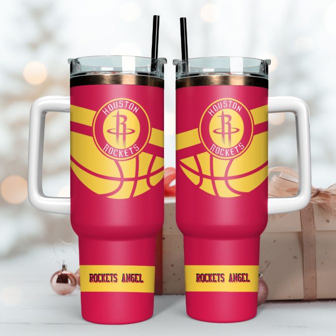 Houston Rockets Basketball Nba Sport Custom Stanley Quencher 40Oz Stainless Steel Tumbler With Handle - Image 3