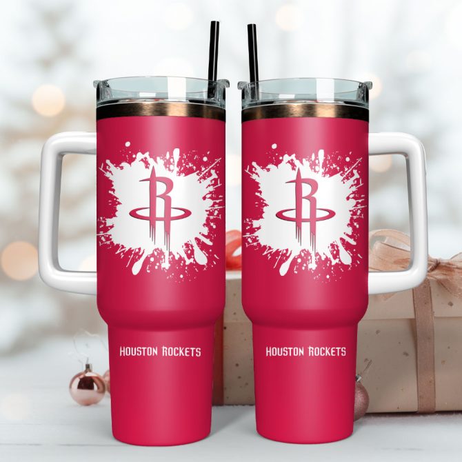 Houston Rockets Basketball Nba Sport Custom Stanley Quencher 40Oz Stainless Steel Tumbler With Handle - Image 3