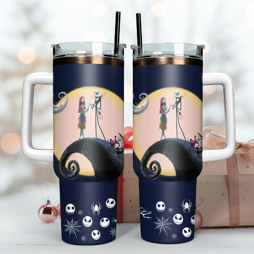 The Nightmare Before Christmas Movie Custom Stanley Quencher 40Oz Stainless Steel Tumbler With Handle - Image 3