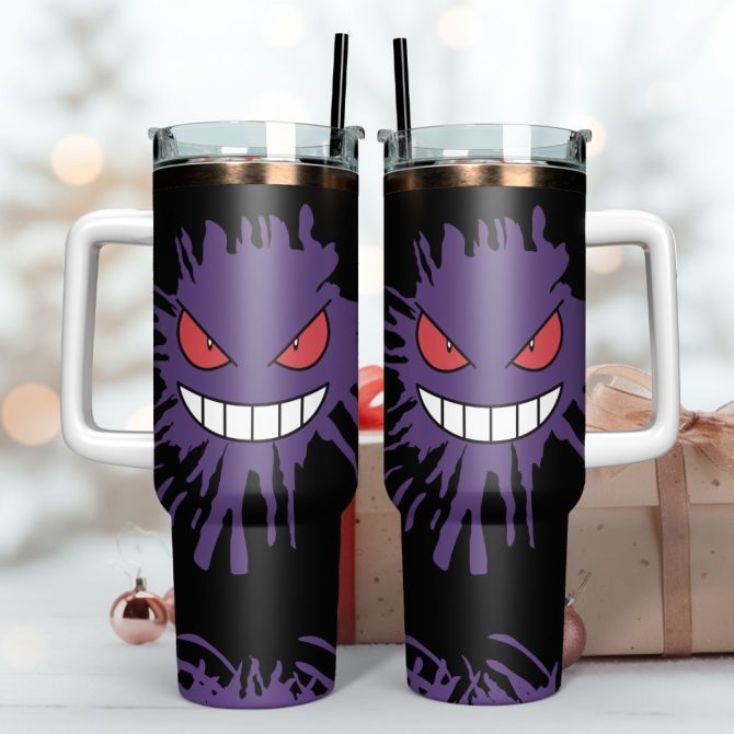Gengar Pokemon Anime Custom Stanley Quencher 40Oz Stainless Steel Tumbler With Handle - Image 3