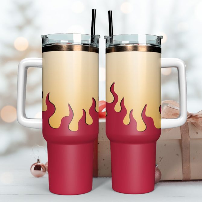 Fire Artwork Custom Stanley Quencher 40Oz Stainless Steel Tumbler With Handle - Image 3