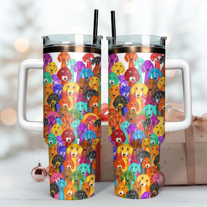 Dog Artwork Custom Stanley Quencher 40Oz Stainless Steel Tumbler With Handle - Image 3