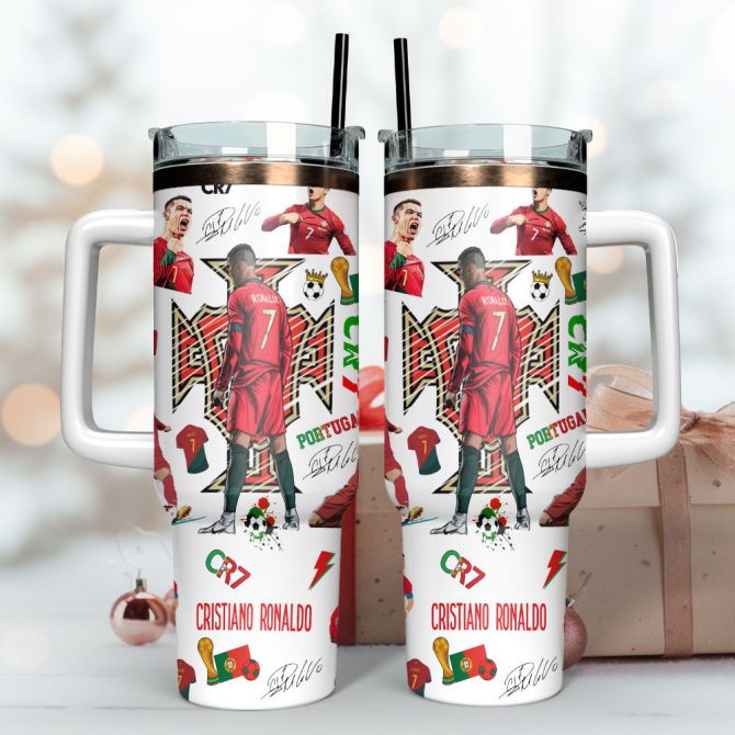 Cr7 Ronaldo Soccer Custom Stanley Quencher 40Oz Stainless Steel Tumbler With Handle - Image 4