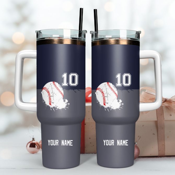 Baseball Custom Stanley Quencher 40Oz Stainless Steel Tumbler With Handle - Image 3