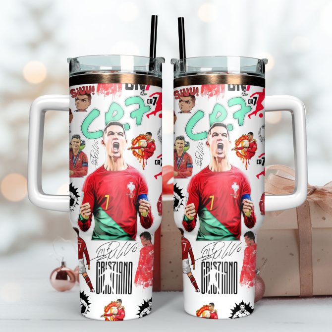 Cr7 Ronaldo Soccer Custom Stanley Quencher 40Oz Stainless Steel Tumbler With Handle - Image 4