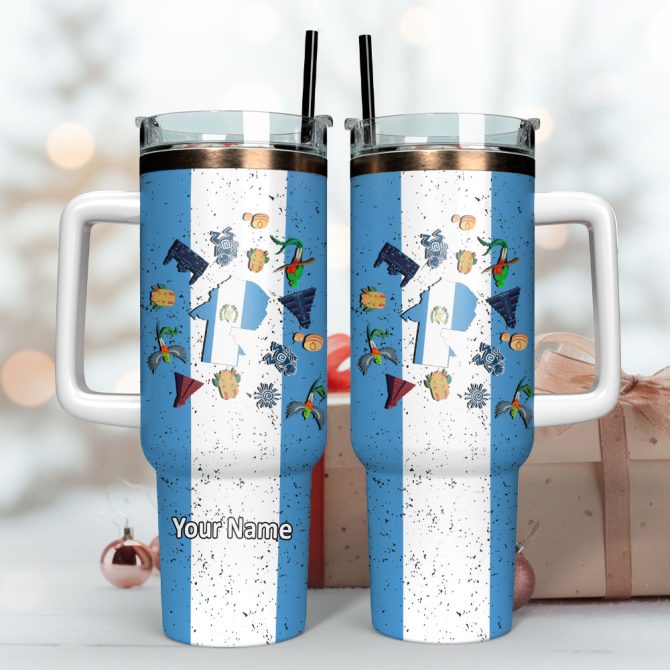 Argentina Flag Symbolcustom Stanley Quencher 40Oz Stainless Steel Tumbler With Handle - Image 3