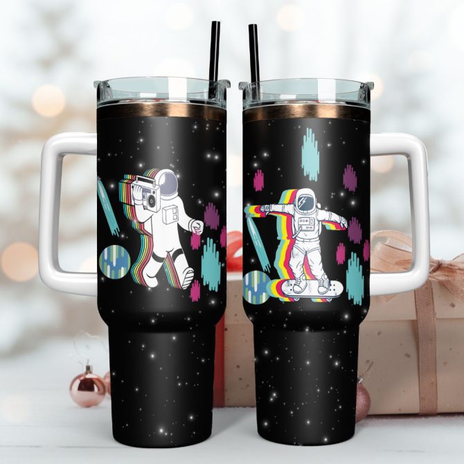 Astronauts Space Custom Stanley Quencher 40Oz Stainless Steel Tumbler With Handle - Image 3