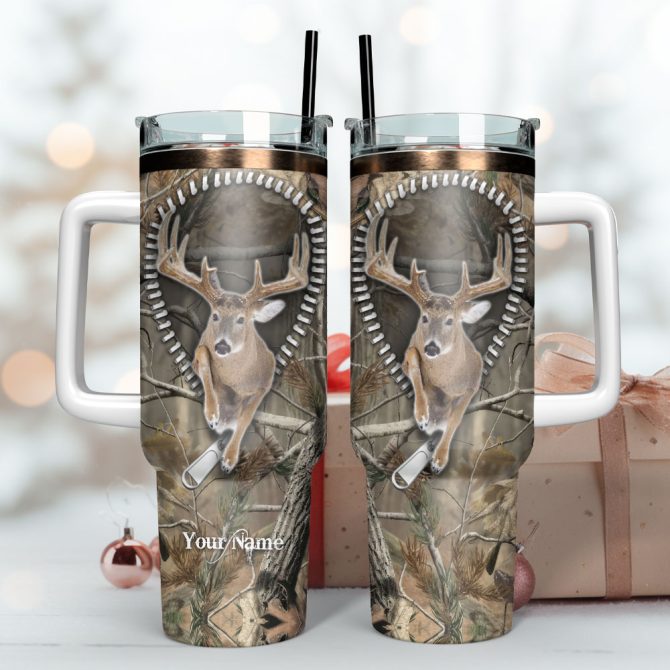Deer Hunter Animal Custom Stanley Quencher 40Oz Stainless Steel Tumbler With Handle - Image 3