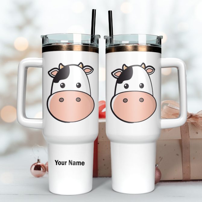 Dairy Cow Animal Custom Stanley Quencher 40Oz Stainless Steel Tumbler With Handle - Image 3