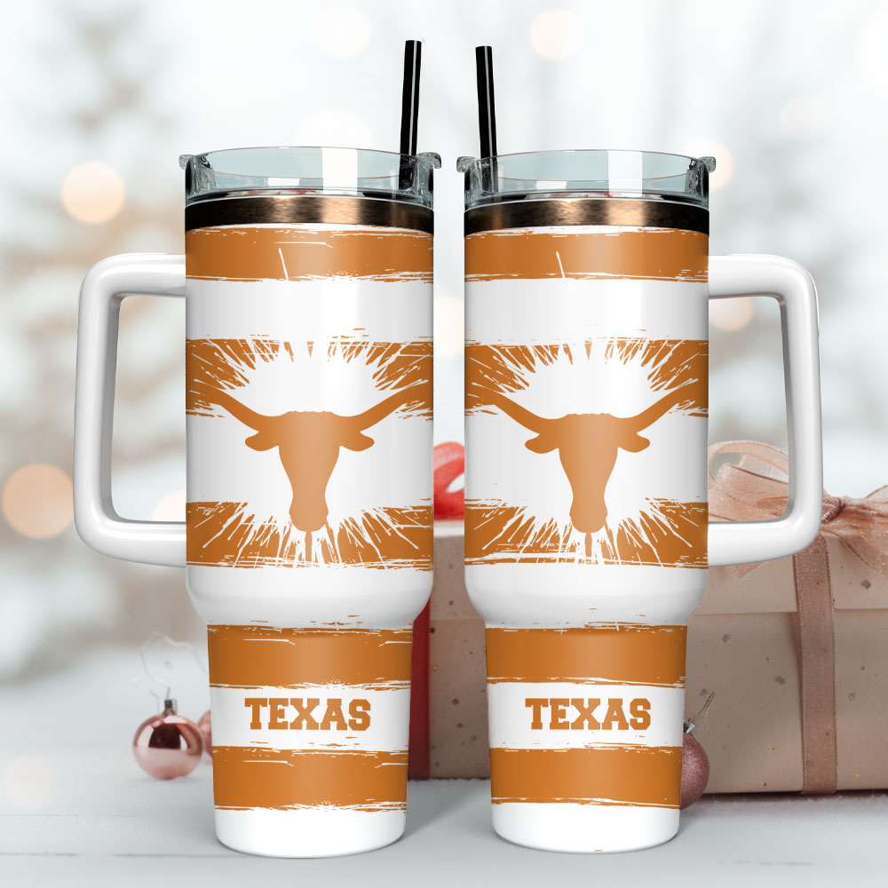 Texas Longhorns Football Ncaa Sport Custom Stanley Quencher 40Oz Stainless Steel Tumbler With Handle - Image 3