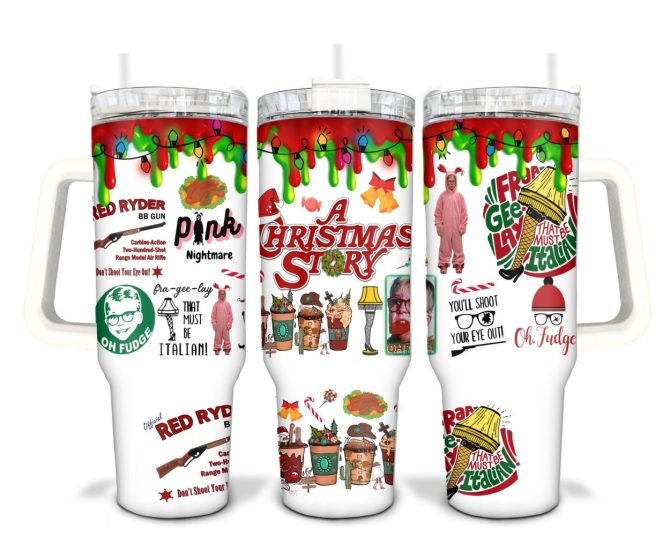 A Christmas Story Movies Custom Stanley Quencher 40Oz Stainless Steel Tumbler With Handle