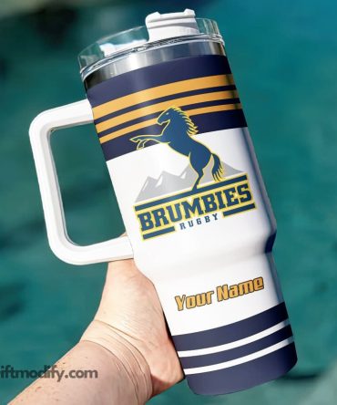 Act Brumbies Super Rugby Custom Stanley Quencher 40Oz Stainless Steel Tumbler With Handle