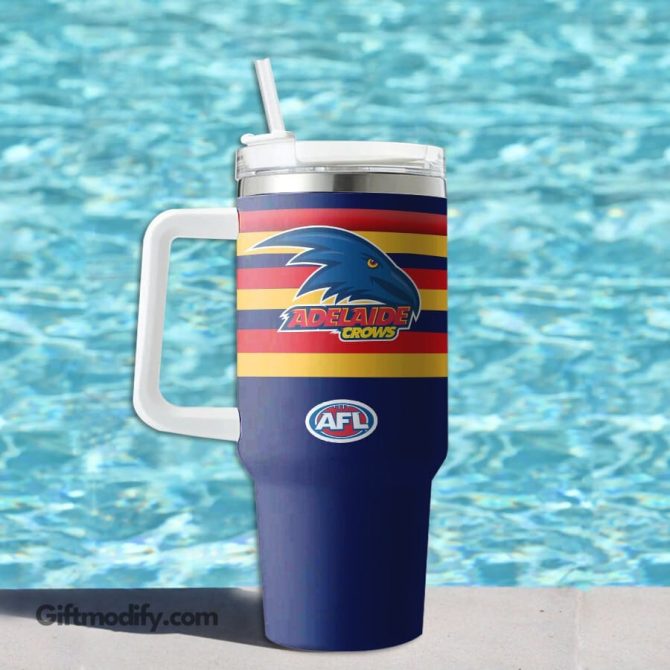 Adelaide Crows Afl Custom Stanley Quencher 40Oz Stainless Steel Tumbler With Handle - Image 3