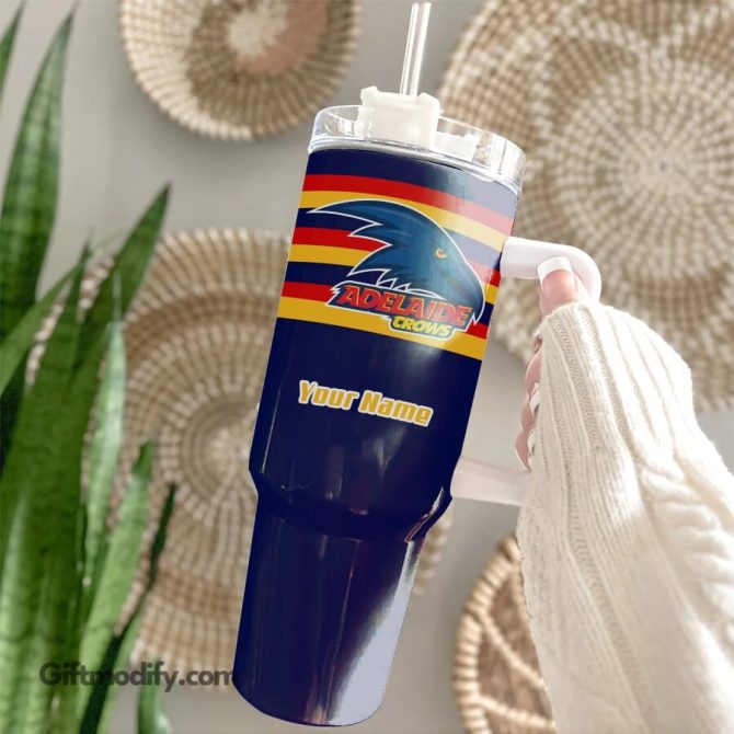 Adelaide Crows Afl Custom Stanley Quencher 40Oz Stainless Steel Tumbler With Handle