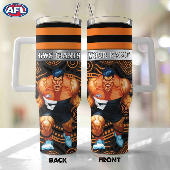 Afl Gws Giants Mascot Custom Stanley Quencher 40Oz Stainless Steel Tumbler With Handle