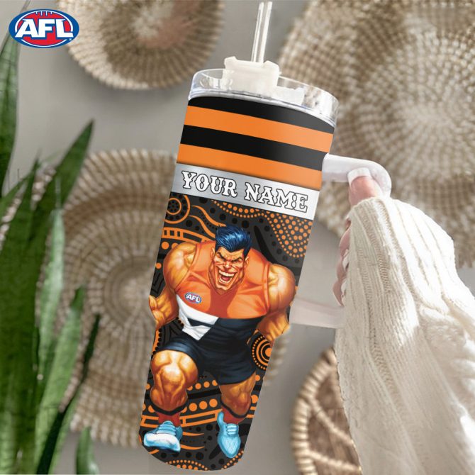 Afl Gws Giants Mascot Custom Stanley Quencher 40Oz Stainless Steel Tumbler With Handle - Image 2