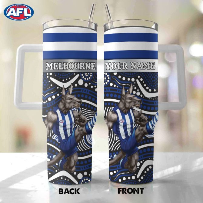 Afl North Melbourne Mascot Custom Stanley Quencher 40Oz Stainless Steel Tumbler With Handle