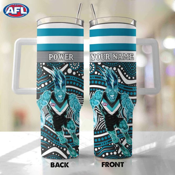 Afl Port Adelaide Mascot Custom Stanley Quencher 40Oz Stainless Steel Tumbler With Handle