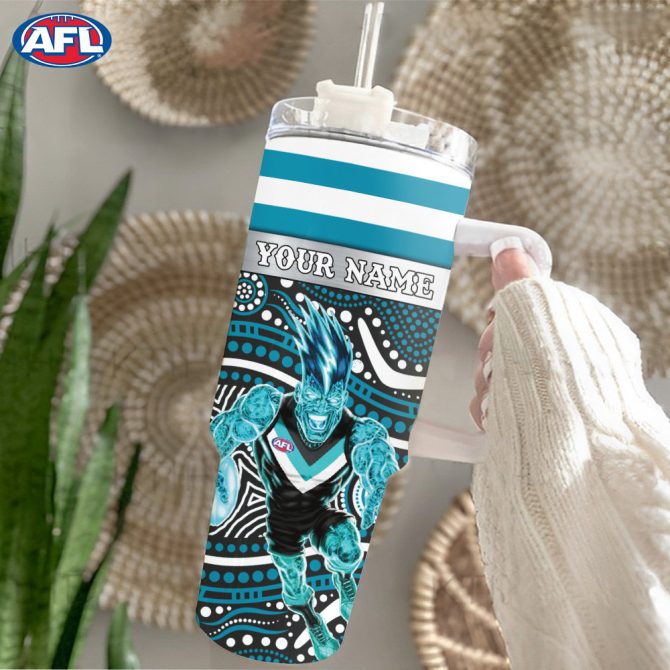 Afl Port Adelaide Mascot Custom Stanley Quencher 40Oz Stainless Steel Tumbler With Handle - Image 2