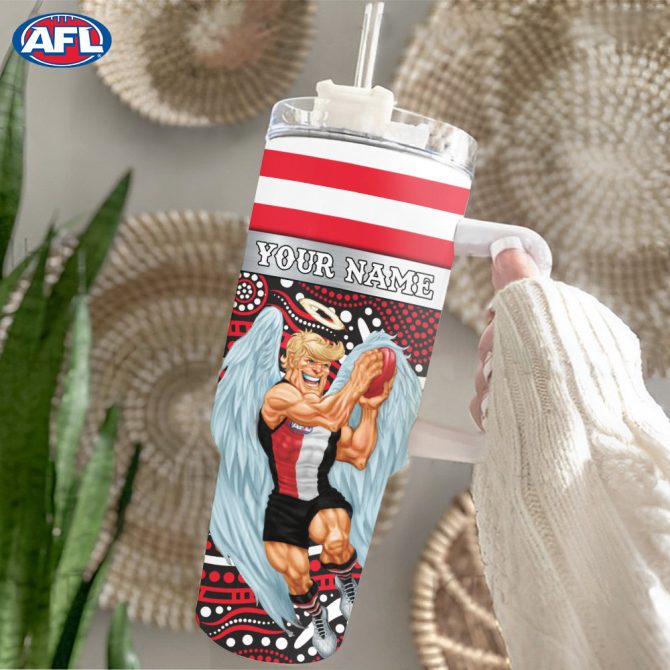 Afl St Kilda Mascot Custom Stanley Quencher 40Oz Stainless Steel Tumbler With Handle - Image 2