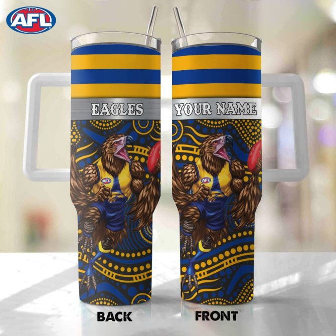 Afl West Coast Eagles Mascot Custom Stanley Quencher 40Oz Stainless Steel Tumbler With Handle