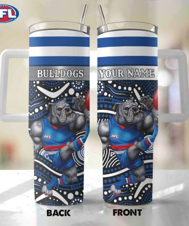 Afl Western Bulldogs Mascot Custom Stanley Quencher 40Oz Stainless Steel Tumbler With Handle