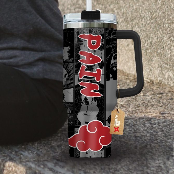 Akatsuki Pain Naruto Anime Custom Stanley Quencher 40Oz Stainless Steel Tumbler With Handle - Image 3