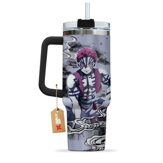 Akaza Kimestu No Yaiba Anime Custom Stanley Quencher 40Oz Stainless Steel Tumbler With Handle - Image 4