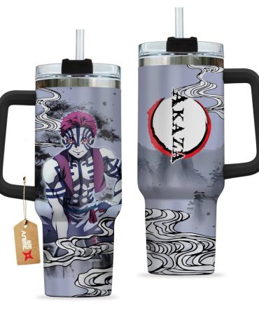 Akaza Kimestu No Yaiba Anime Custom Stanley Quencher 40Oz Stainless Steel Tumbler With Handle