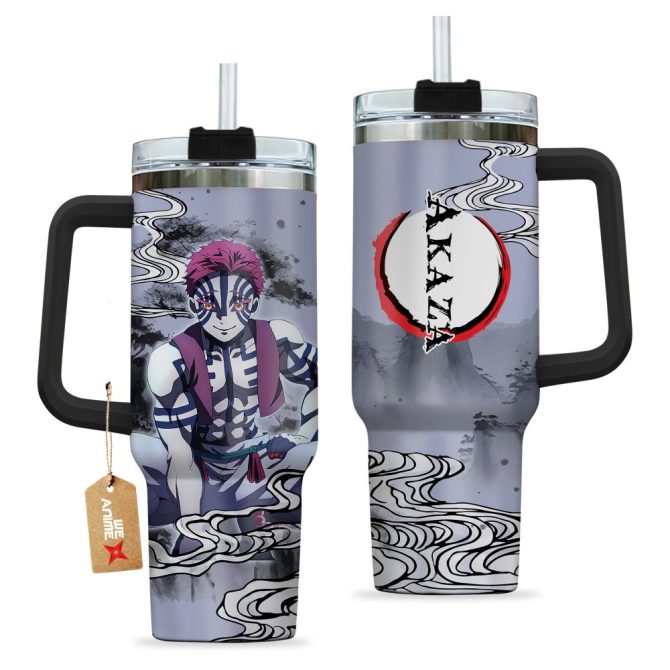 Akaza Kimestu No Yaiba Anime Custom Stanley Quencher 40Oz Stainless Steel Tumbler With Handle