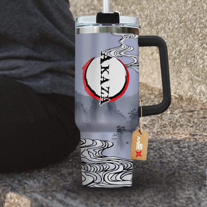 Akaza Kimestu No Yaiba Anime Custom Stanley Quencher 40Oz Stainless Steel Tumbler With Handle - Image 3