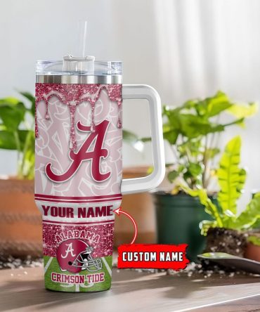 Alabama Crimson Tide Ncaa Custom Stanley Quencher 40Oz Stainless Steel Tumbler With Handle