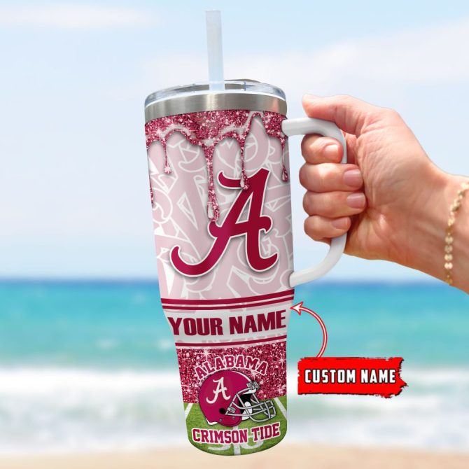 Alabama Crimson Tide Ncaa Custom Stanley Quencher 40Oz Stainless Steel Tumbler With Handle - Image 3