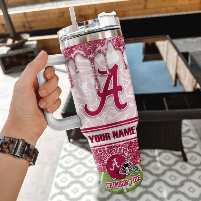 Alabama Crimson Tide Ncaa Custom Stanley Quencher 40Oz Stainless Steel Tumbler With Handle - Image 2