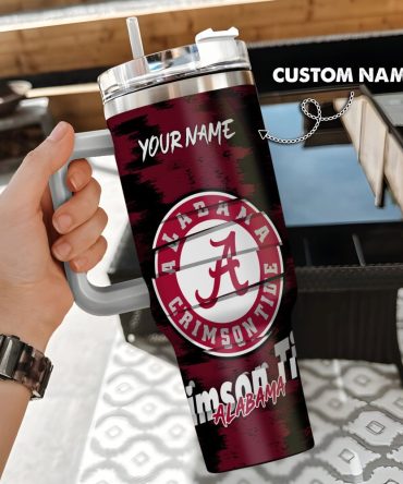 Alabama Crimson Tide Ncaa Custom Stanley Quencher 40Oz Stainless Steel Tumbler With Handle