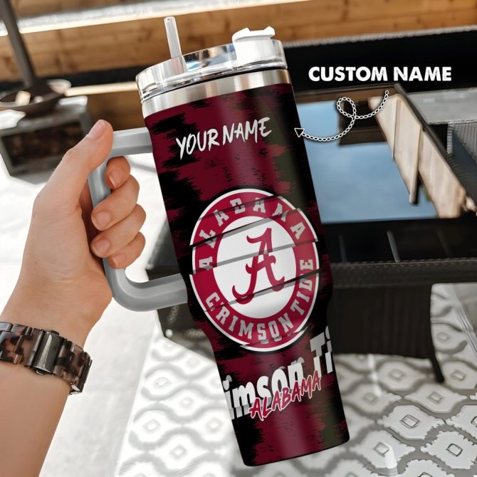 Alabama Crimson Tide Ncaa Custom Stanley Quencher 40Oz Stainless Steel Tumbler With Handle