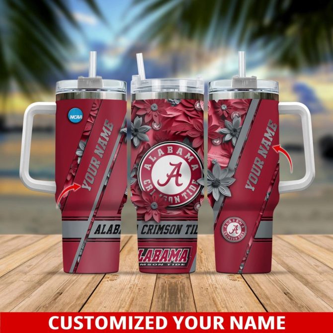 Alabama Crimson Tide Ncaa Custom Stanley Quencher 40Oz Stainless Steel Tumbler With Handle