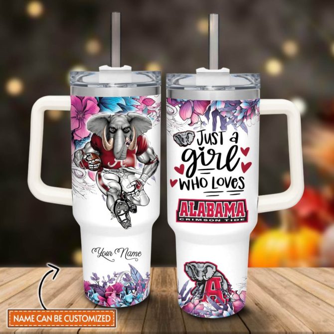 Alabama Crimson Tide Ncaa Custom Stanley Quencher 40Oz Stainless Steel Tumbler With Handle