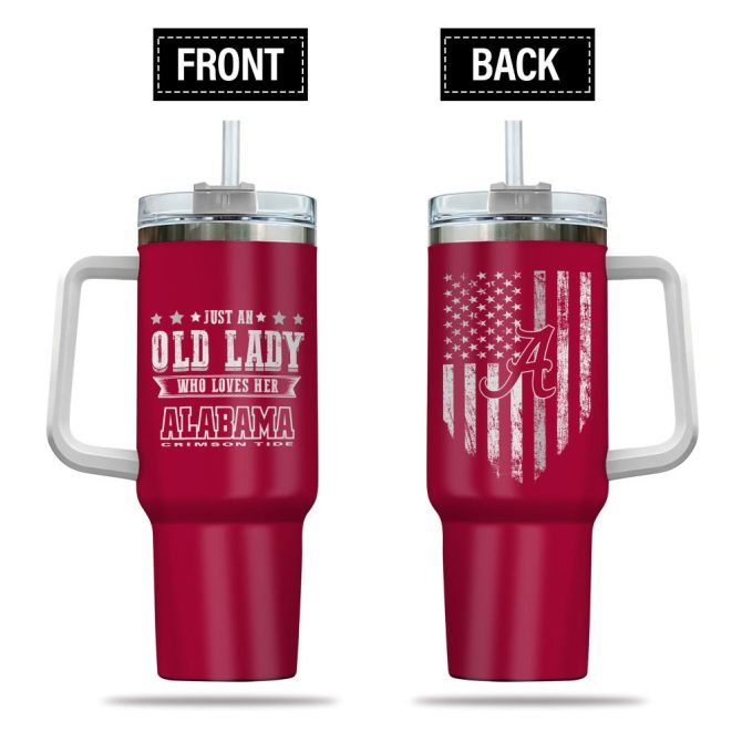 Alabama Crimson Tide Ncaa Fan Custom Stanley Quencher 40Oz Stainless Steel Tumbler With Handle