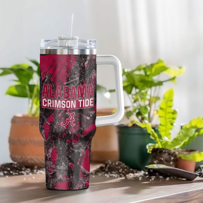 Alabama Crimson Tide Ncaa Hunting Custom Stanley Quencher 40Oz Stainless Steel Tumbler With Handle - Image 4