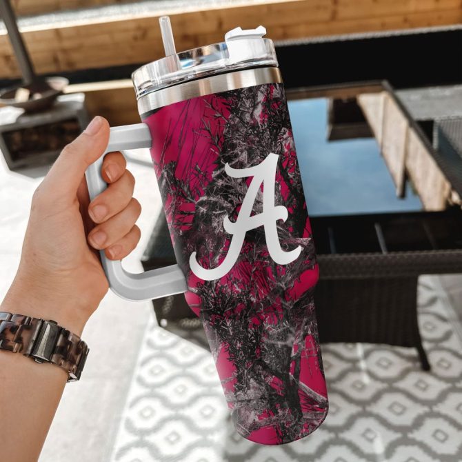 Alabama Crimson Tide Ncaa Hunting Custom Stanley Quencher 40Oz Stainless Steel Tumbler With Handle - Image 2