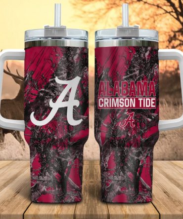 Alabama Crimson Tide Ncaa Hunting Custom Stanley Quencher 40Oz Stainless Steel Tumbler With Handle