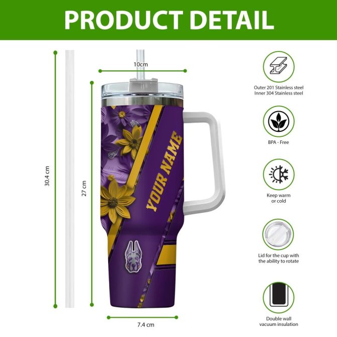 Albany Great Danes Ncaa Custom Stanley Quencher 40Oz Stainless Steel Tumbler With Handle - Image 2