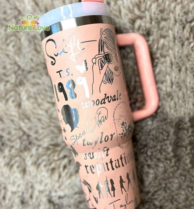 Album Engraved Taylor Swift Music Custom Stanley Quencher 40Oz Stainless Steel Tumbler With Handle - Image 3